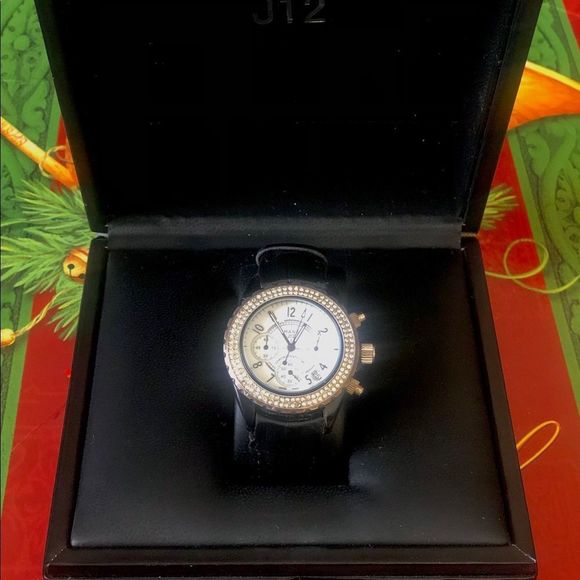 CHANEL Accessories - CHANEL J12 Luxury Authentic Black Leather Band Wristwatch Women's Watch